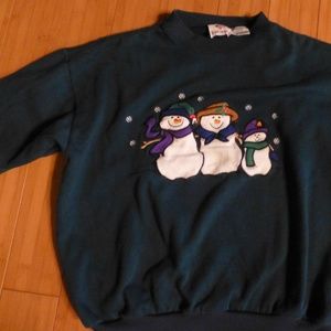 Nut Cracker snowman family green sweat shirt med